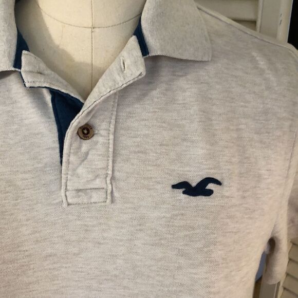 Hollister Men Stretch Cotton Poly blend Button-up Collared Polo Large - Picture 4 of 8
